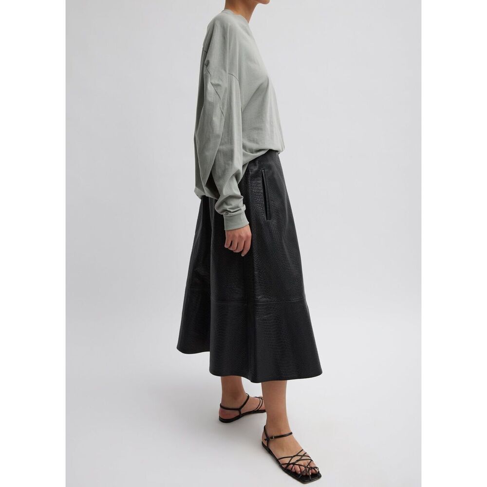 Tibi Lamb Leather Midi Length Skirt w/ Tags - Picture 4 of 11